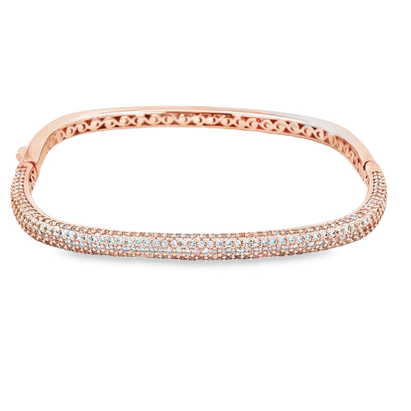 Diamond Bangle Bracelet with Brilliant Cut Round Diamonds