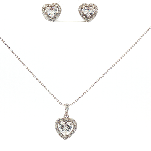 Heart-Shaped Diamond Pendant Necklace in over Silver