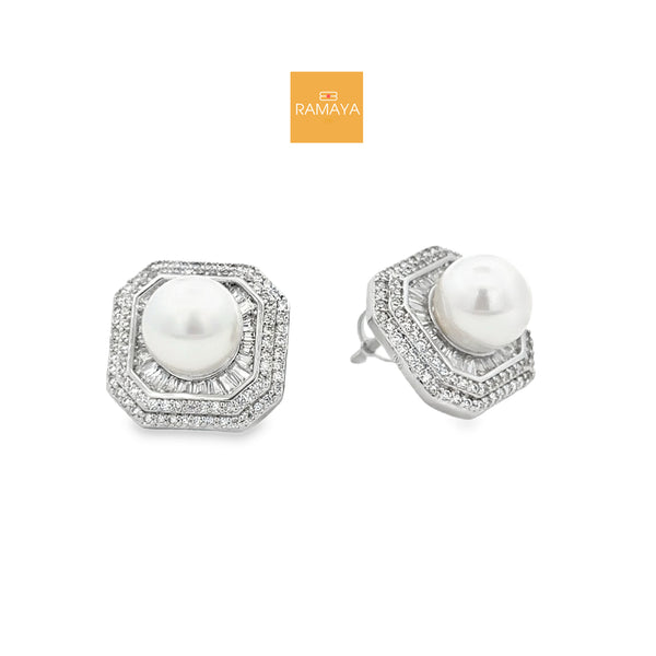 Elegant Pearl and Diamond Earrings