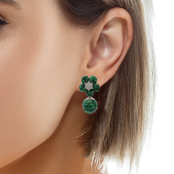 Elegant Green Floral Earrings