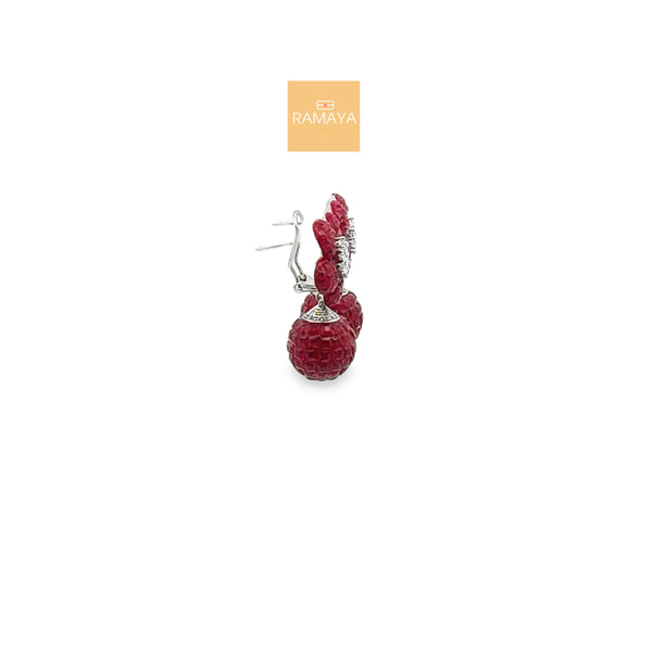 Elegant Ruby Floral Earrings