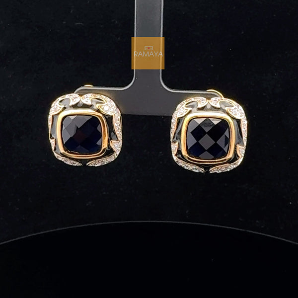 Elegant Square Sapphire Earrings