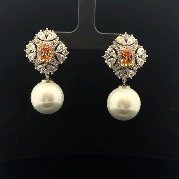 Elegant Pearl and Diamond Earrings