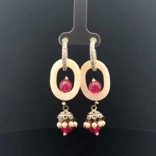 Elegant Ruby and Pearl Earrings