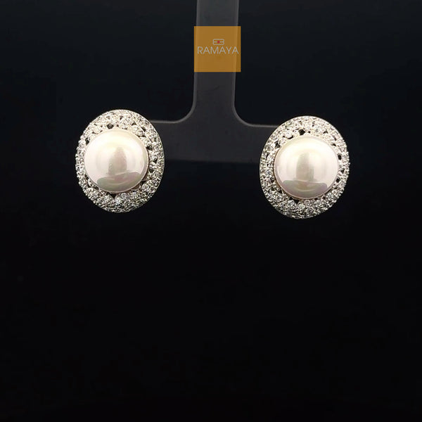 Elegant Pearl and Diamond Earrings
