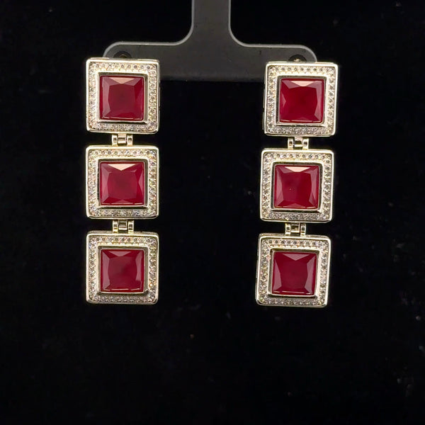 Elegant Red Gemstone Earrings