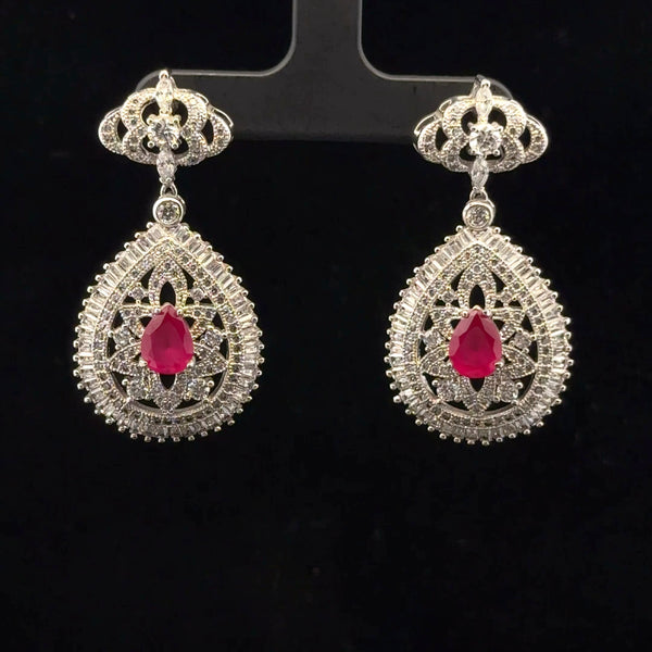 Elegant Silver and Ruby Earrings