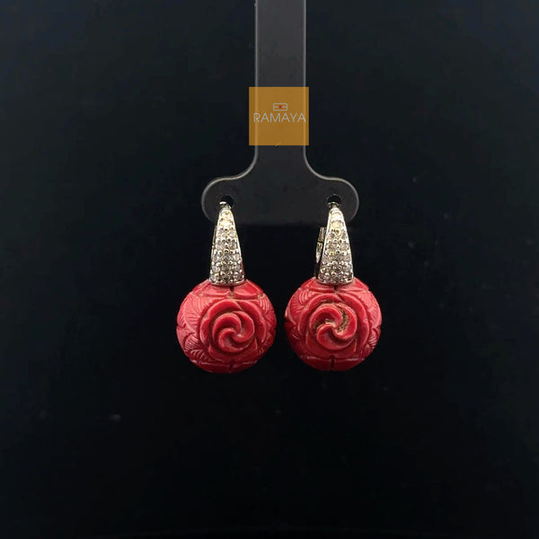 Elegant Red Rose Earrings