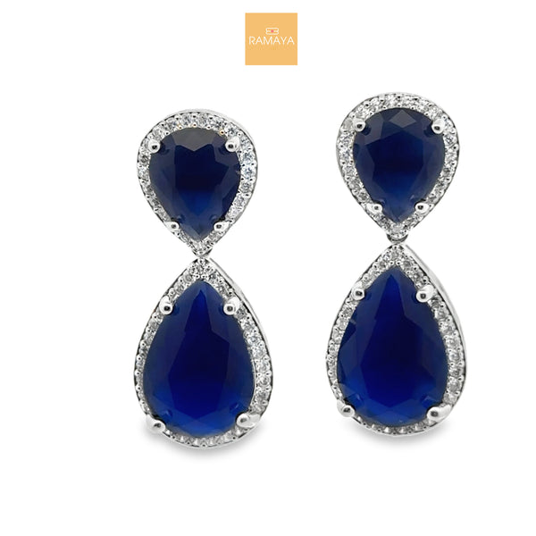 Elegant Blue Teardrop Earrings