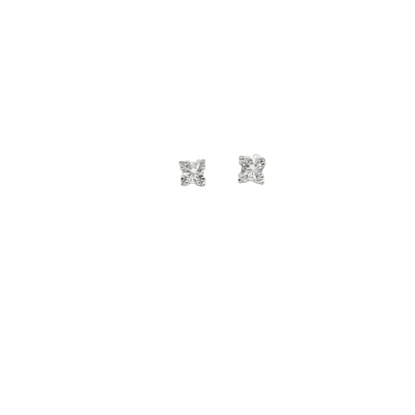 92.5 Sterling Silver Stud Earrings with Princess Cut Diamond