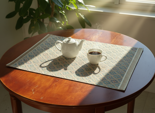 Elegant mat with morning sunlight