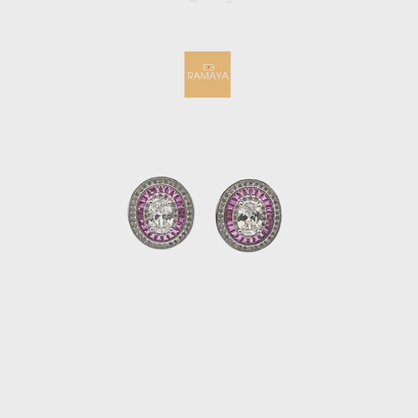 Elegant Pink and Diamond Earrings