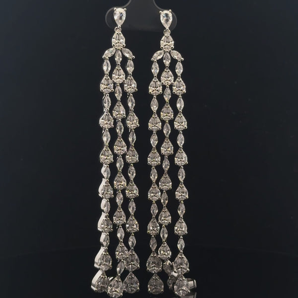 Elegant Long Silver Earrings