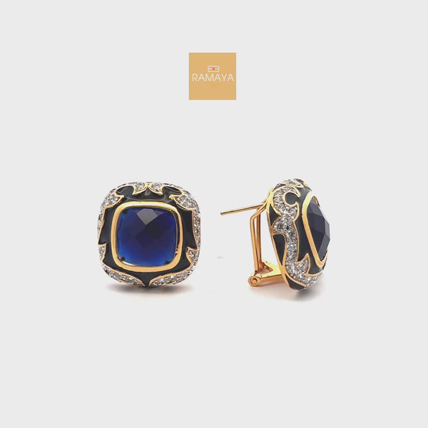 Elegant Square Sapphire Earrings