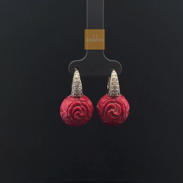 Elegant Red Rose Earrings
