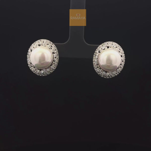 Elegant Pearl and Diamond Earrings