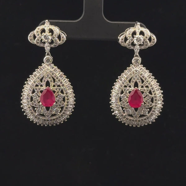 Elegant Silver and Ruby Earrings
