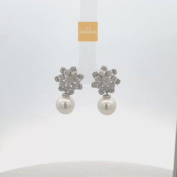 Elegant Pearl and Diamond Earrings