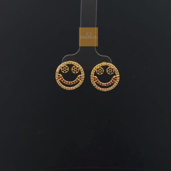 Playful Gold Smiley Face Earrings