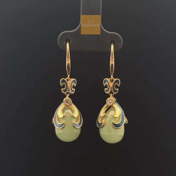 Elegant Gold and Blue Earrings