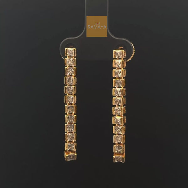 Elegant Gold Earrings with Sparkling Stones