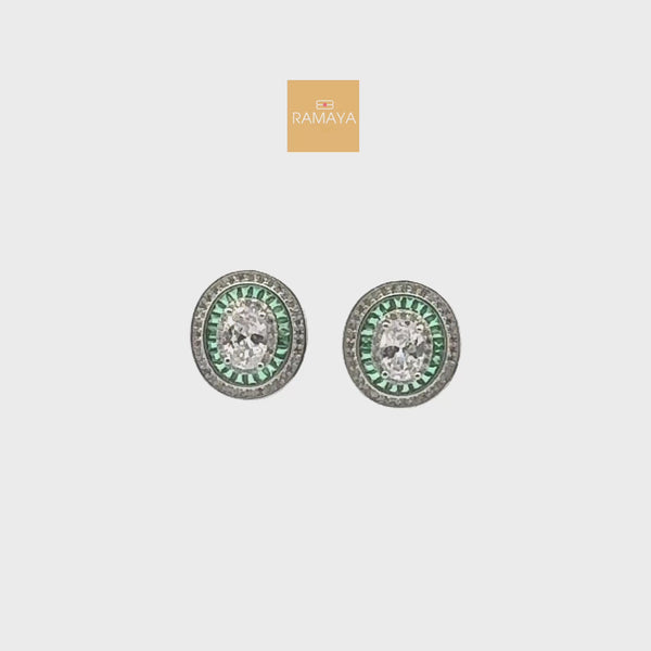 Elegant Green and White Earrings