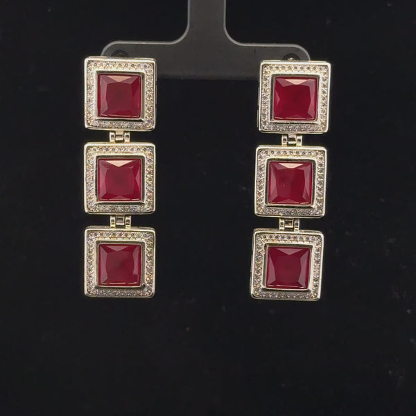 Elegant Red Gemstone Earrings