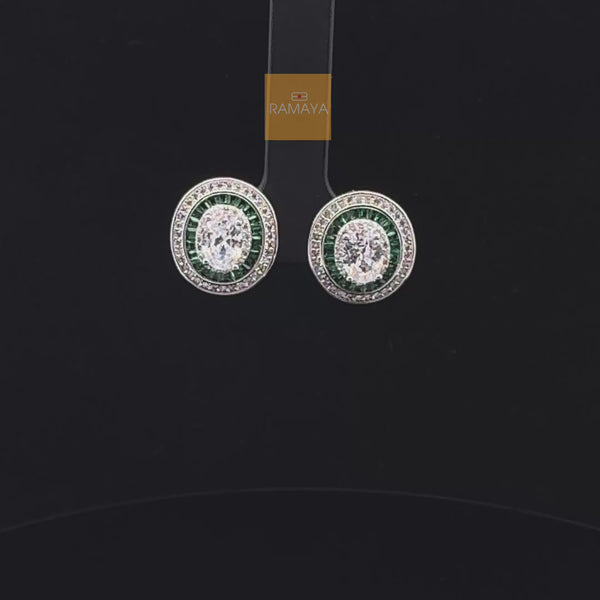 Elegant Green and White Earrings